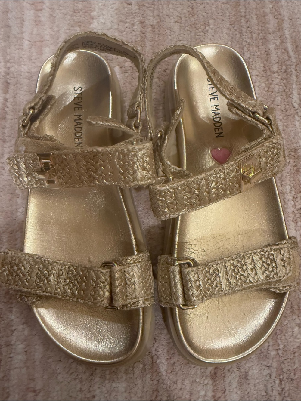 Steve Madden Metallic Gold Braided Strap Kids Sandals